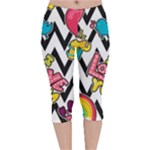 Vector Romantic Love Seamless Pattern Velvet Capri Leggings 