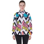 Vector Romantic Love Seamless Pattern Women s High Neck Windbreaker