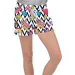 Vector Romantic Love Seamless Pattern Women s Velour Lounge Shorts