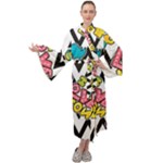 Vector Romantic Love Seamless Pattern Maxi Velvet Kimono