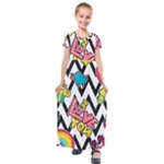 Vector Romantic Love Seamless Pattern Kids  Short Sleeve Maxi Dress