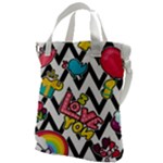 Vector Romantic Love Seamless Pattern Canvas Messenger Bag