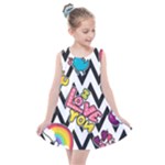 Vector Romantic Love Seamless Pattern Kids  Summer Dress