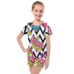 Vector Romantic Love Seamless Pattern Kids  Mesh T-Shirt and Shorts Set