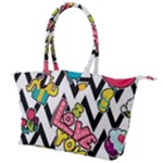 Vector Romantic Love Seamless Pattern Canvas Shoulder Bag