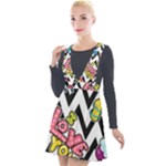 Vector Romantic Love Seamless Pattern Plunge Pinafore Velour Dress