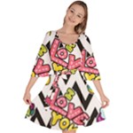 Vector Romantic Love Seamless Pattern Velour Kimono Dress