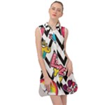 Vector Romantic Love Seamless Pattern Sleeveless Shirt Dress