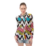 Vector Romantic Love Seamless Pattern Long Sleeve Chiffon Shirt