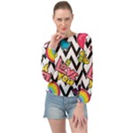 Vector Romantic Love Seamless Pattern Banded Bottom Chiffon Top