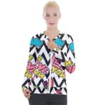 Vector Romantic Love Seamless Pattern Casual Zip Up Jacket