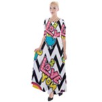 Vector Romantic Love Seamless Pattern Half Sleeves Maxi Dress