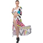 Vector Romantic Love Seamless Pattern Maxi Chiffon Beach Wrap