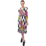 Vector Romantic Love Seamless Pattern Ruffle End Midi Chiffon Dress