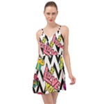 Vector Romantic Love Seamless Pattern Summer Time Chiffon Dress