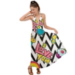Vector Romantic Love Seamless Pattern Backless Maxi Beach Dress