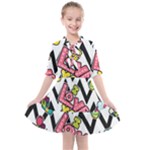 Vector Romantic Love Seamless Pattern Kids  All Frills Chiffon Dress