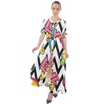 Vector Romantic Love Seamless Pattern Waist Tie Boho Maxi Dress