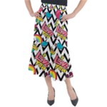 Vector Romantic Love Seamless Pattern Midi Mermaid Skirt