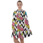 Vector Romantic Love Seamless Pattern All Frills Chiffon Dress