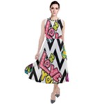 Vector Romantic Love Seamless Pattern Round Neck Boho Dress