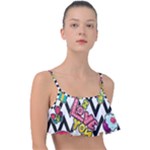 Vector Romantic Love Seamless Pattern Frill Bikini Top