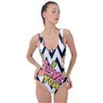 Vector Romantic Love Seamless Pattern Side Cut Out Swimsuit