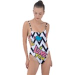 Vector Romantic Love Seamless Pattern Tie Strap One Piece Swimsuit