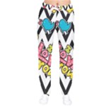 Vector Romantic Love Seamless Pattern Women Velvet Drawstring Pants