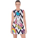 Vector Romantic Love Seamless Pattern Lace Up Front Bodycon Dress