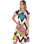 Vector Romantic Love Seamless Pattern Classic Short Sleeve Dress