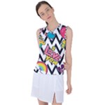 Vector Romantic Love Seamless Pattern Women s Sleeveless Sports Top