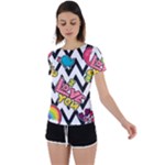 Vector Romantic Love Seamless Pattern Back Circle Cutout Sports T-Shirt