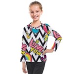 Vector Romantic Love Seamless Pattern Kids  Long Mesh T-Shirt