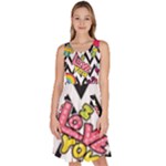 Vector Romantic Love Seamless Pattern Knee Length Skater Dress With Pockets