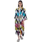 Vector Romantic Love Seamless Pattern Maxi Satin Kimono