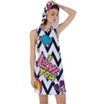 Vector Romantic Love Seamless Pattern Racer Back Hoodie Dress