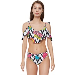 Ruffle Edge Tie Up Bikini Set	 
