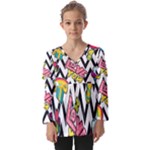 Vector Romantic Love Seamless Pattern Kids  V Neck Casual Top