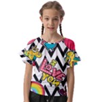 Vector Romantic Love Seamless Pattern Kids  Cut Out Flutter Sleeves