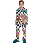 Vector Romantic Love Seamless Pattern Kids  Long Sleeve Velvet Pajamas Set