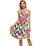Vector Romantic Love Seamless Pattern Sleeveless Tie Front Chiffon Dress