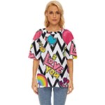 Vector Romantic Love Seamless Pattern Oversized Basic T-Shirt