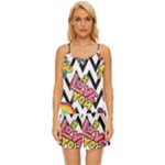 Vector Romantic Love Seamless Pattern Satin Pajama Short Set