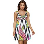 Vector Romantic Love Seamless Pattern Ruffle Strap Babydoll Chiffon Dress