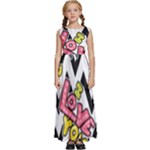Vector Romantic Love Seamless Pattern Kids  Satin Sleeveless Maxi Dress
