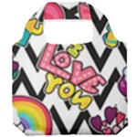 Vector Romantic Love Seamless Pattern Foldable Grocery Recycle Bag