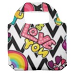Vector Romantic Love Seamless Pattern Premium Foldable Grocery Recycle Bag