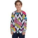 Vector Romantic Love Seamless Pattern Kids  Crewneck Sweatshirt