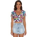 Vector Romantic Love Seamless Pattern V-Neck Crop Top